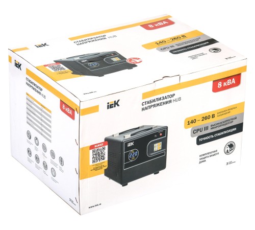 Стабилизатор напряжения IEK Hub 8кВА однофазный черный (IVS21-1-008-13) Стабилизатор напряжения IEK Hub 8кВА однофазный черный (IVS21-1-008-13)