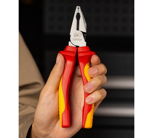 OEM Диэлектрические комбинированные плоскогубцы Deli DL512007  180мм, сталь Cr-V, сертификат VDE для работ под напряжением до 1000 В oem