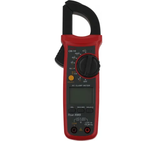 Клещи токоизмерительные RGK CM-10 цифр. измер.ток:переменный/постоянный красный/черный (776417)