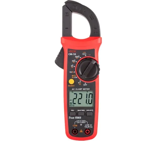 Клещи токоизмерительные RGK CM-10 цифр. измер.ток:переменный/постоянный красный/черный (776417)