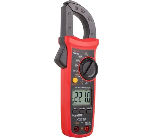 Клещи токоизмерительные RGK CM-10 цифр. измер.ток:переменный/постоянный красный/черный (776417)
