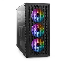 Exegate EX295766RUS Корпус Miditower ExeGate EVO-5001A (ATX, без БП, 2*USB+1*USB3.0+HD Audio, черный, 3 вент.12см с RGB подсветкой, боковая панель - закаленное стекло)