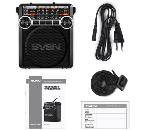 Радиоприемник портативный Sven SRP-355 черный USB SD/microSD