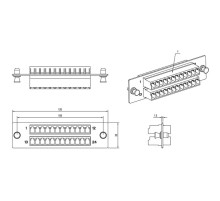 Панель Hyperline FO-FPM-W120H32-24LC-BL  для FO-19BX с 24 LC адаптерами, 24 волокна, одномод OS1/OS2, 120x32 мм, адаптеры цвета синий (blue)