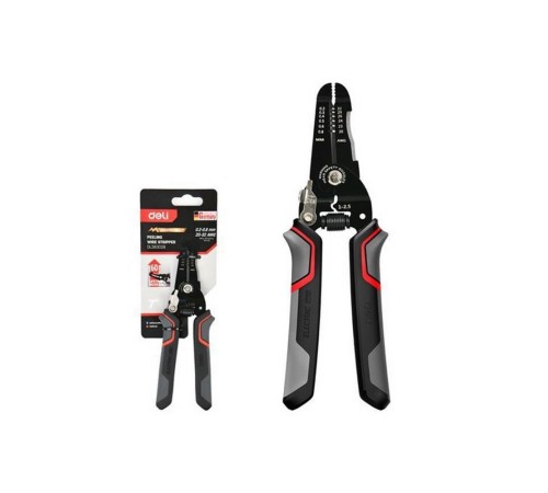 Инструмент для зачистки проводов (стриппер)  DL383028 диапазон зачистки 0,2-0,8 мм, нержавеющая сталь, пружина с автоматическим возвратом, прорезиненные рукоятки