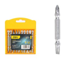 Набор двухсторонних бит 10 шт Deli DL6904 SL6/PH2*65мм, сталь S2 с твердостью 58-60HRC, пласт.кейс