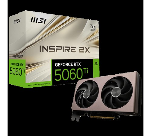 Видеокарта MSI RTX5060Ti INSPIRE 2X OC 16GB GDDR7 128bit 3xDP HDMI 2FAN RTL