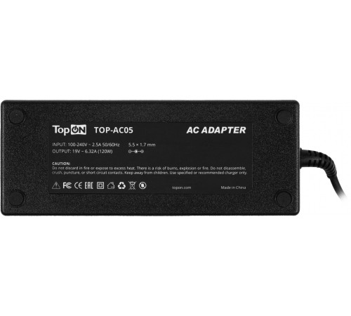 Блок питания TopON TOP-AC05 120W 19V-19V 6.32A от бытовой электросети LED индикатор Блок питания TopON TOP-AC05 120W 19V-19V 6.32A от бытовой электросети LED индикатор