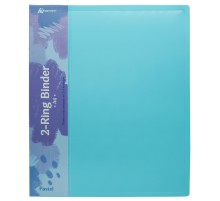 Папка на 2-х кольцах Бюрократ Pastel PAST0812/2RBLUE A4 пластик 0.5мм кор.32мм торц.карм с бум. встав голубой