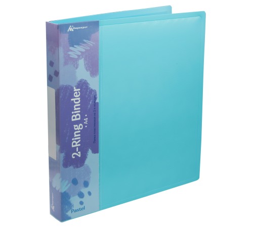 Папка на 2-х кольцах Бюрократ Pastel PAST0812/2RBLUE A4 пластик 0.5мм кор.32мм торц.карм с бум. встав голубой