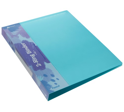 Папка на 2-х кольцах Бюрократ Pastel PAST0812/2RBLUE A4 пластик 0.5мм кор.32мм торц.карм с бум. встав голубой