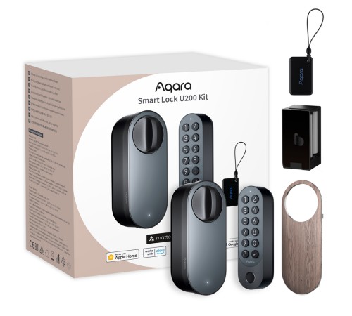 Умный замок Aqara U200 врезной разбл.отпечаток пальца/код-пароль/временный пароль/NFC-метка/приложение/механический ключ черный (EL-D02D_BL)