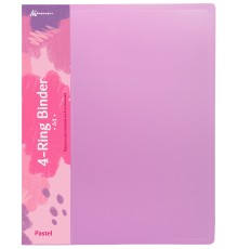 Папка панорама на 4-х кольцах Бюрократ Pastel PAST0740/4RPINK A4 пластик 0.7мм кор.40мм торц.карм с бум. встав розовый