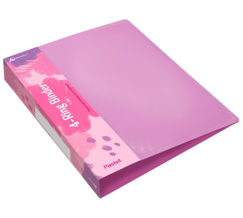 Папка панорама на 4-х кольцах Бюрократ Pastel PAST0740/4RPINK A4 пластик 0.7мм кор.40мм торц.карм с бум. встав розовый Папка панорама на 4-х кольцах Бюрократ Pastel PAST0740/4RPINK A4 пластик 0.7мм кор.40мм торц.карм с бум. встав розовый