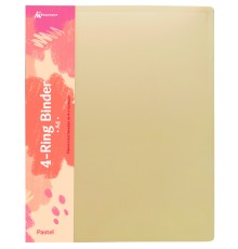 Папка панорама на 4-х кольцах Бюрократ Pastel PAST0740/4RYEL A4 пластик 0.7мм кор.40мм торц.карм с бум. встав желтый