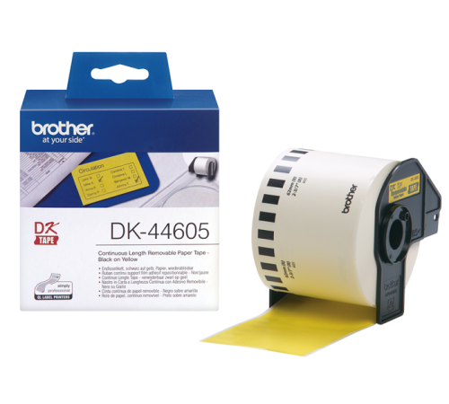 Картридж для принтеров Brother DK44605: для печати наклеек черным на желтом фоне, 62 мм x 30,48 м (DK44605)