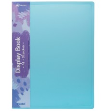 Папка с 20 прозр.вклад. Бюрократ Pastel PAST20BLUE A4 пластик 0.5мм торц.карм с бум. встав голубой