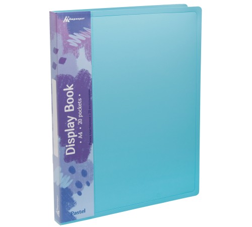 Папка с 20 прозр.вклад. Бюрократ Pastel PAST20BLUE A4 пластик 0.5мм торц.карм с бум. встав голубой Папка с 20 прозр.вклад. Бюрократ Pastel PAST20BLUE A4 пластик 0.5мм торц.карм с бум. встав голубой
