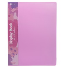 Папка с 20 прозр.вклад. Бюрократ Pastel PAST20PINK A4 пластик 0.5мм торц.карм с бум. встав розовый