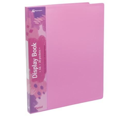 Папка с 20 прозр.вклад. Бюрократ Pastel PAST20PINK A4 пластик 0.5мм торц.карм с бум. встав розовый Папка с 20 прозр.вклад. Бюрократ Pastel PAST20PINK A4 пластик 0.5мм торц.карм с бум. встав розовый