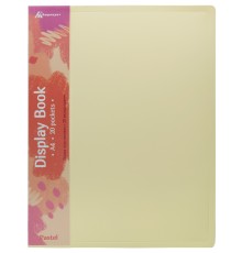 Папка с 20 прозр.вклад. Бюрократ Pastel PAST20YEL A4 пластик 0.5мм торц.карм с бум. встав желтый