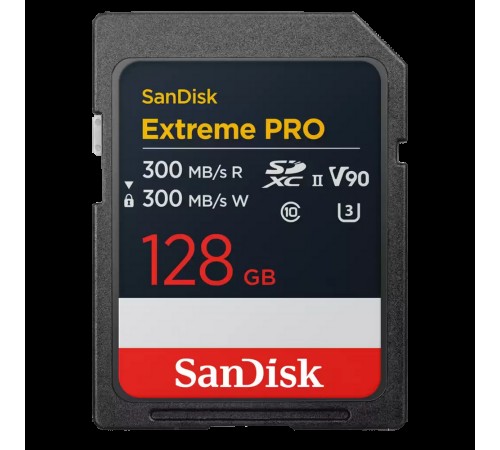 Карта памяти SanDisk Extreme PRO 128GB SDXC Memory Card up to 300MB/s, UHS-II, Class 10, U3, V90 Карта памяти SanDisk Extreme PRO 128GB SDXC Memory Card up to 300MB/s, UHS-II, Class 10, U3, V90
