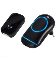 Звонок дверной кинетический SmartiNext , черный SN-T188-BB  не требует батарейки в кнопке, В комплекте: 1 внешняя кнопка и 1 внутренний блок,  Радиус действия : до 150 м, Световая индикация: да,  Регу