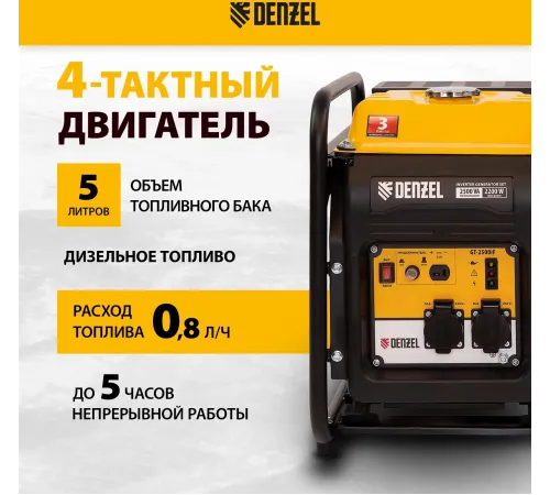 Генератор Denzel GT-2500iF 2.5кВт