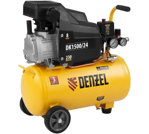 Компрессор поршневой Denzel DK1500/24,Х-PRO масляный 230л/мин 24л 1500Вт желтый/черный Компрессор поршневой Denzel DK1500/24,Х-PRO масляный 230л/мин 24л 1500Вт желтый/черный