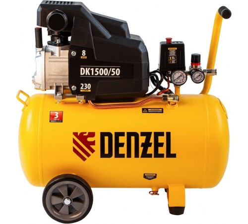 Компрессор поршневой Denzel DK1500/50,Х-PRO масляный 230л/мин 50л 1500Вт желтый/черный Компрессор поршневой Denzel DK1500/50,Х-PRO масляный 230л/мин 50л 1500Вт желтый/черный