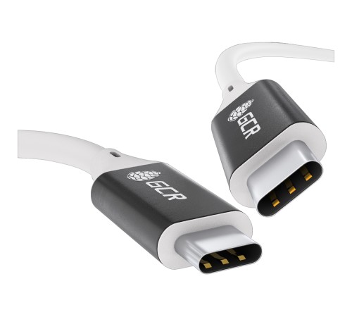 GCR Кабель USB 3.1 Type C-С, 2.0m белый, 100W/20V/5A, M/M, TPE, AL сase черный, белый ПВХ, экран, армированный Greenconnect GCR-50867