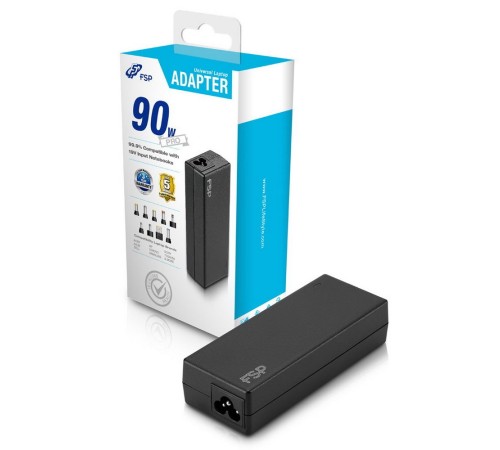 Адаптер питания FSP NB PRO 90W (FSP090-DBBN3) AC-DC 90W Adapter, Вход C6 (для ноутбучного кабеля), Кабель 1500мм, Выход 19V, в комплекте 9 переходников. RETAIL