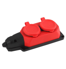 Колодка удлинителя 2-м с заземл. 16А IP44 K-2e-RED-IP44 каучук красн. Эра Б0044551