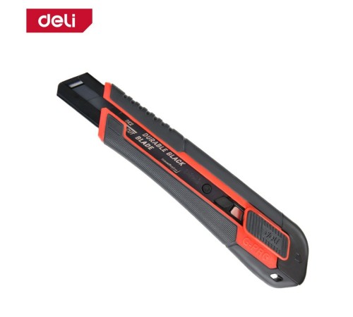 OEM Технический нож Deli DL018G 18мм, полностью прорезиненный ударопрочный корпус, автоматическая блокировка oem
