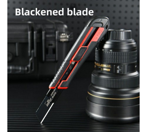 OEM Технический нож Deli DL018G 18мм, полностью прорезиненный ударопрочный корпус, автоматическая блокировка oem