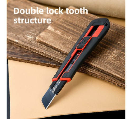 OEM Технический нож Deli DL018G 18мм, полностью прорезиненный ударопрочный корпус, автоматическая блокировка oem