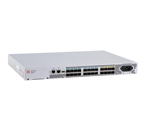 Коммутатор Brocade G610 24-port FC Switch, 8-port licensed, 8x 16Gb SWL SFP+, 1 PS, FOS Notupgradable, Rail Kit
