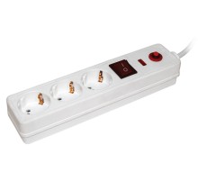 Сетевой фильтр IEK СФ-03К 1.5м (3 розетки) белый (коробка)