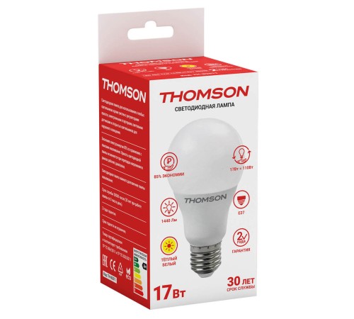 Лампа светодиодная Thomson TH-B2011 17Вт цок.:E27 груша 220B 3000K св.свеч.бел.теп. A (упак.:1шт)