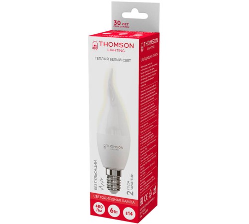 Лампа светодиодная Thomson TH-B2025 6Вт цок.:E14 свеча 220B 3000K св.свеч.бел.теп. Tail Candle (упак.:1шт)