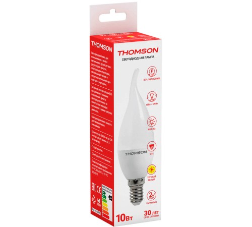 Лампа светодиодная Thomson TH-B2029 10Вт цок.:E14 свеча 220B 3000K св.свеч.бел.теп. Tail Candle (упак.:1шт)