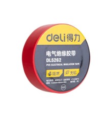 Изолента Deli DL5262 красная, 0,13мм х 18мм х 9,15м, напряжение до 600В, температурный диапазон 0-80 грд., ПВХ