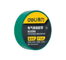 Изолента Deli DL5266 зеленая, 0,13мм х 18мм х 9,15м, напряжение до 600В, температурный диапазон 0-80 грд., ПВХ