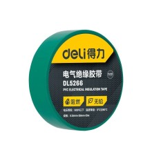 Изолента Deli DL5266 зеленая, 0,13мм х 18мм х 9,15м, напряжение до 600В, температурный диапазон 0-80 грд., ПВХ