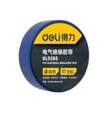Изолента Deli DL5265 синяя, 0,13мм х 18мм х 9,15м, напряжение до 600В, температурный диапазон 0-80 грд., ПВХ
