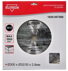 Диск пильный по дер. Elitech 1820.057200 d=300мм (циркулярные пилы) (упак.:1шт)