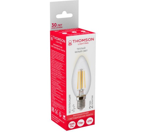 Лампа филам. Thomson Filament TH-B2071 11Вт цок.:E14 свеча 220B 2700K св.свеч.бел.теп. Candle (упак.:1шт) Лампа филам. Thomson Filament TH-B2071 11Вт цок.:E14 свеча 220B 2700K св.свеч.бел.теп. Candle (упак.:1шт)