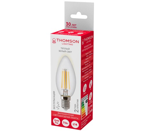 Лампа филам. Thomson Filament TH-B2071 11Вт цок.:E14 свеча 220B 2700K св.свеч.бел.теп. Candle (упак.:1шт) Лампа филам. Thomson Filament TH-B2071 11Вт цок.:E14 свеча 220B 2700K св.свеч.бел.теп. Candle (упак.:1шт)
