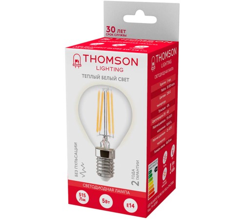 Лампа филам. Thomson Filament TH-B2081 5Вт цок.:E14 шар 220B 2700K св.свеч.бел.теп. Globe (упак.:1шт)