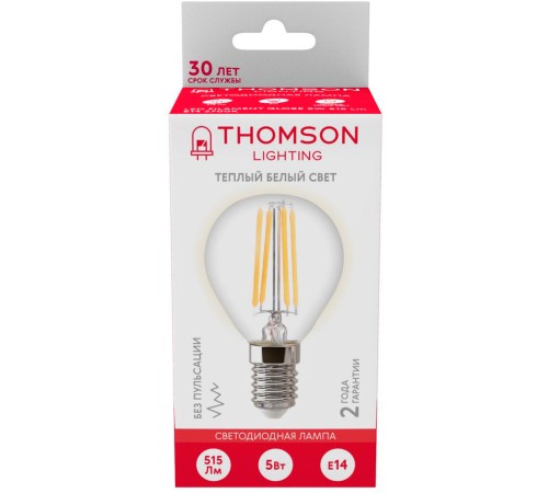 Лампа филам. Thomson Filament TH-B2081 5Вт цок.:E14 шар 220B 2700K св.свеч.бел.теп. Globe (упак.:1шт)